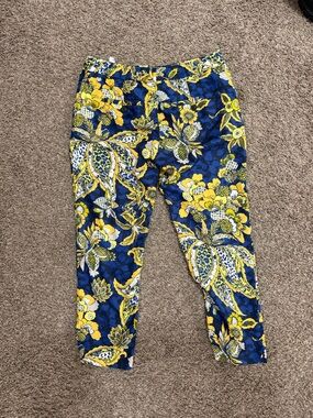 Banana Republic Blue and Yellow Floral Pants